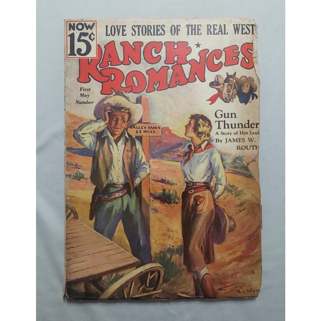 Revista em quadrinhos antiga Importada Ranch Romances Gun Thunder / James W. Routh 1937 Comics Gibi Vintage Faroeste