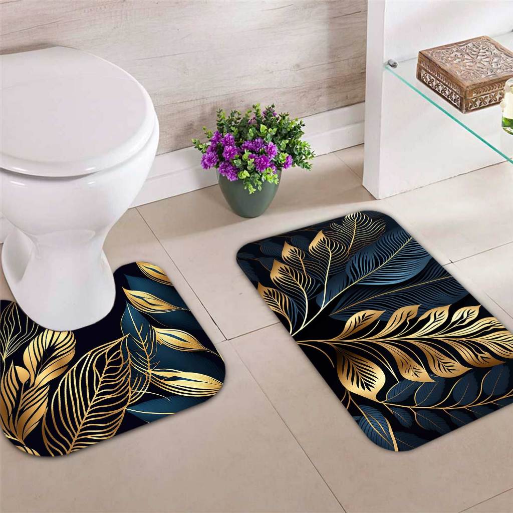 Jogo Tapete de Banheiro Kit Moderno Antiderrapante 02 Peças - LUXURY GOLD - 3 em Oferta na Shopee