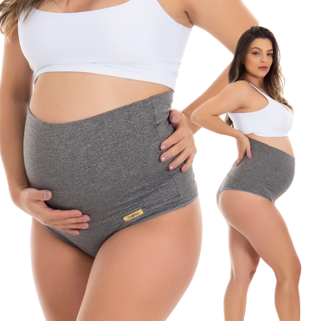 Calcinha Cinta Gestante Compressão Seca Barriga Gravidez Suplex Cintura Alta Pós Parto Confortável