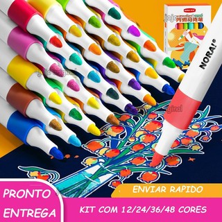 Kit 12/24/36/48 Caneta Tinta Permanente Colorida À Prova D'água Tipo Posca Colorida Cerâm…