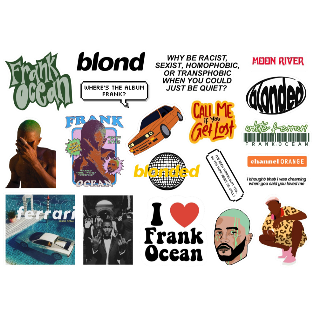 FRANK OCEAN - CARTELA DE ADESIVOS (sem recorte, com recorte ou a prova d'água) - A5 em Oferta na Shopee