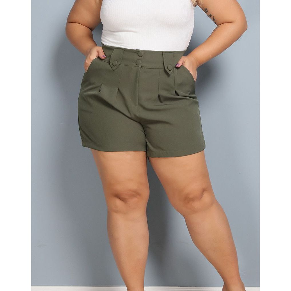 Short Feminino Plus Size Alfaiataria Meio coxa Moda Social Premium G1 G2 G3 em Oferta na Shopee