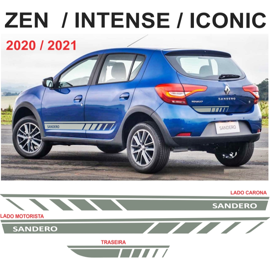 acessorios renault novo sandero faixas lateral e traseira kit adesivos