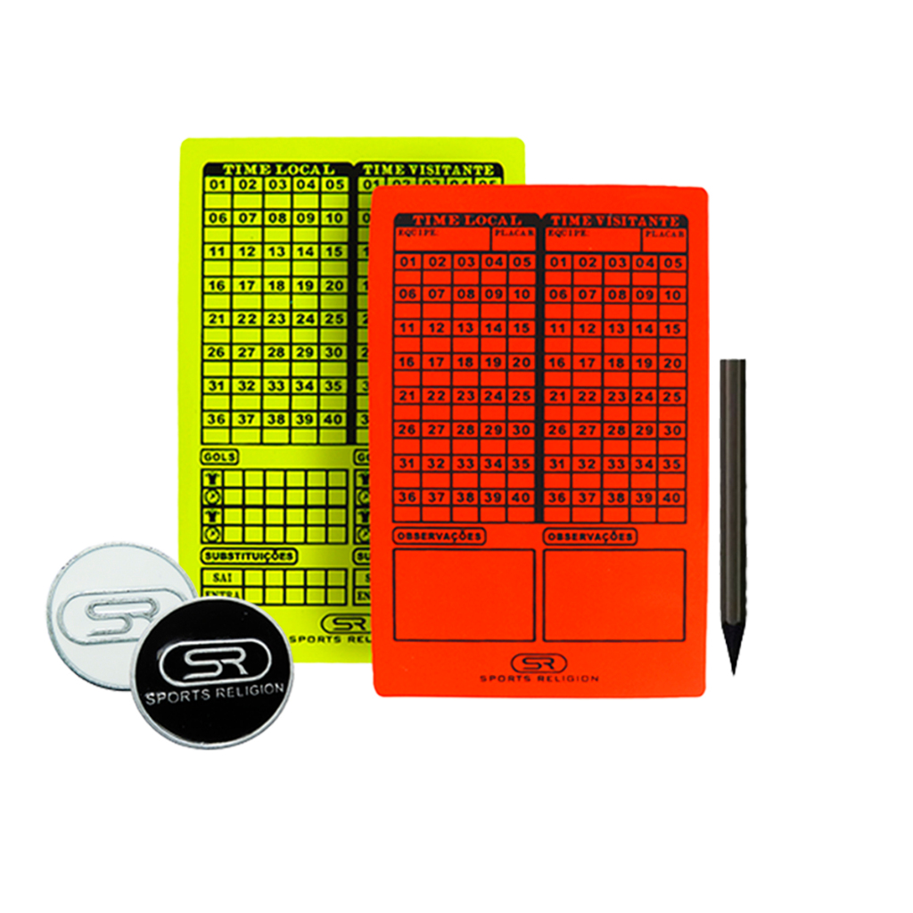 Kit Moeda + Cartao Arbitro Fluorescente C/ Lapis Go Sports