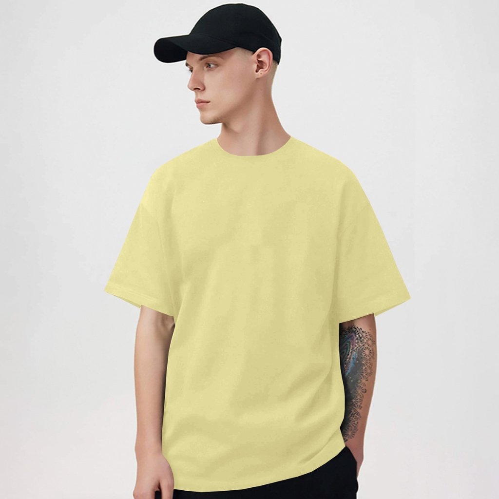 Camiseta Amarelo Estilosa Larga Confortável Blusa Oversized Longa Esportiva Lisa Frente Costa Uniss