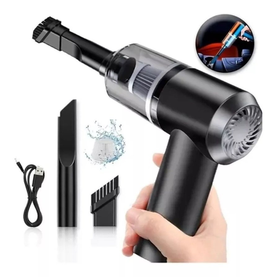 MIni Aspirador De Pó Preto Usb Portátil 3 em 1Completo Linha Premium Carro E Casa 2000mAh-...