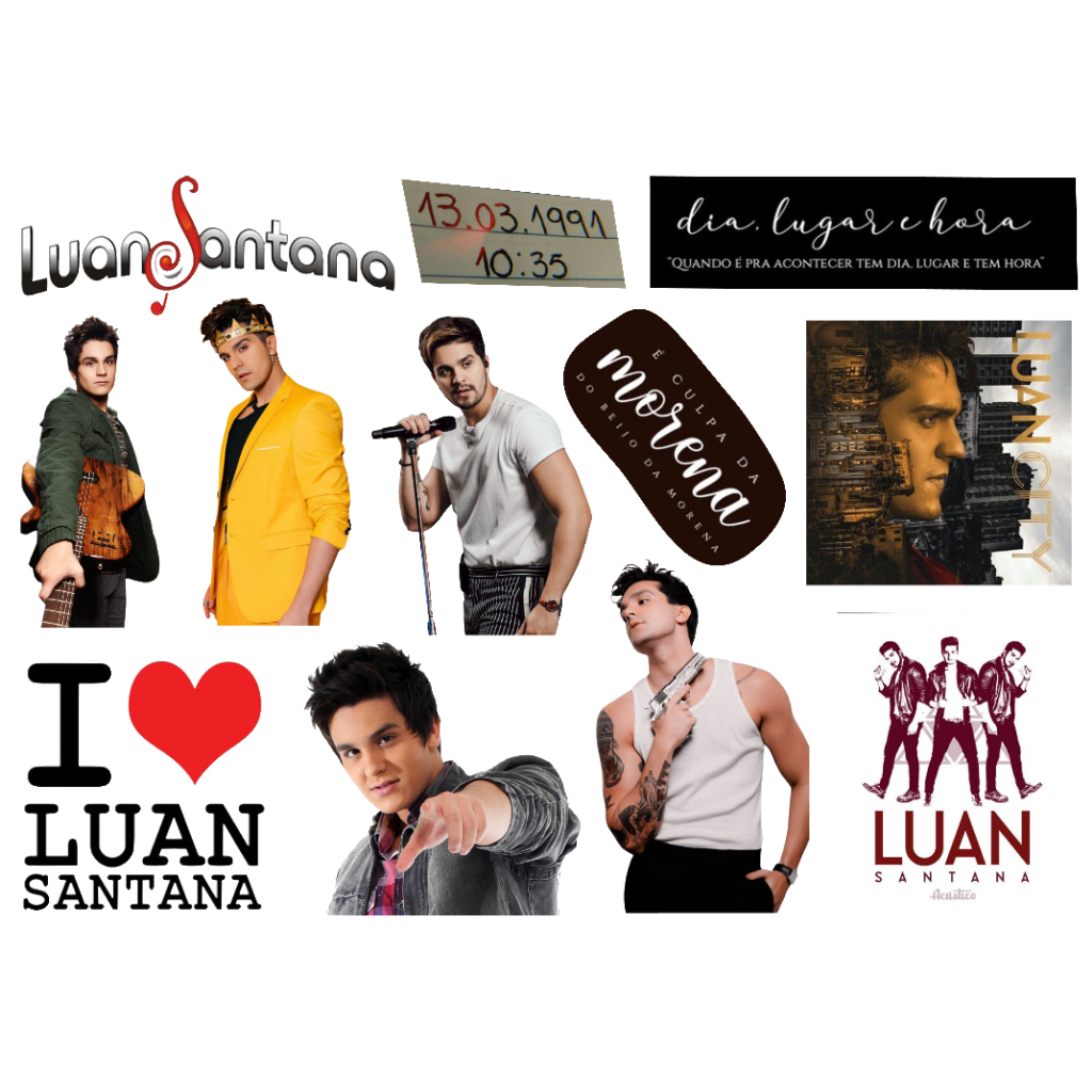 LUAN SANTANA -  CARTELA DE ADESIVOS (sem recorte, com recorte ou a prova d'água) - A5 em Oferta na Shopee
