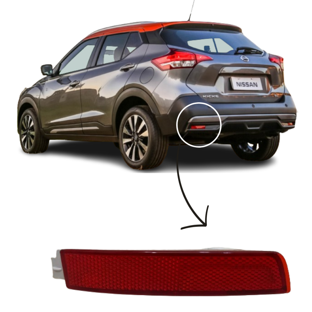Refletor Lanterna Para-Choque Traseiro Kicks após 2016 Sentra 2014 a 2020 Murano Olho de Gato