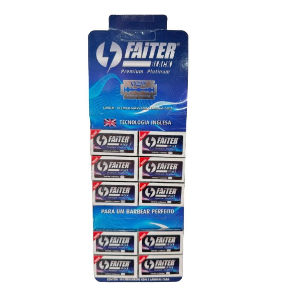 Lâmina De Barbear Faiter Black Premium Cartela Com 50 Lâminas