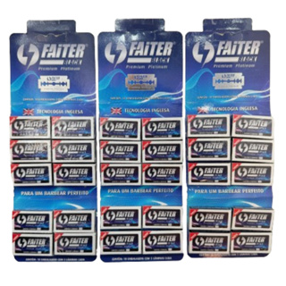 Kit com 3 Lâminas De Barbear Faiter Black Premium com 50 cada cartela em Oferta na Shopee