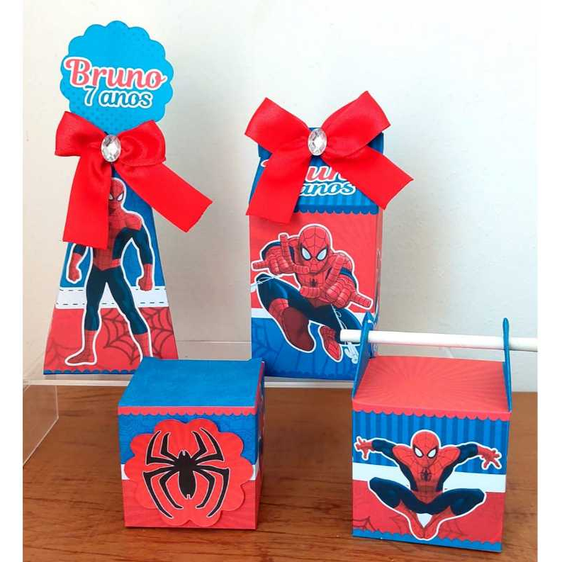 Kit Caixinhas Personalizadas Homen Aranha Lembrançinha Festa
