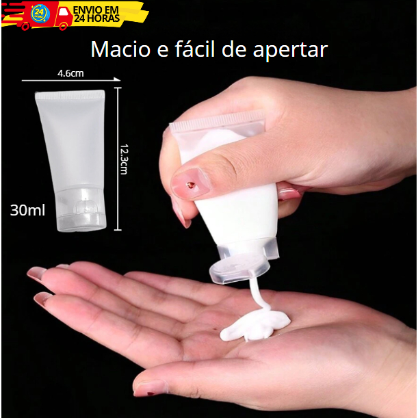 KIT 10 ou 20 Unidades Bisnaga Bisnaguinha Plástica | Tampa Fliptop | 30ml Varias Cores