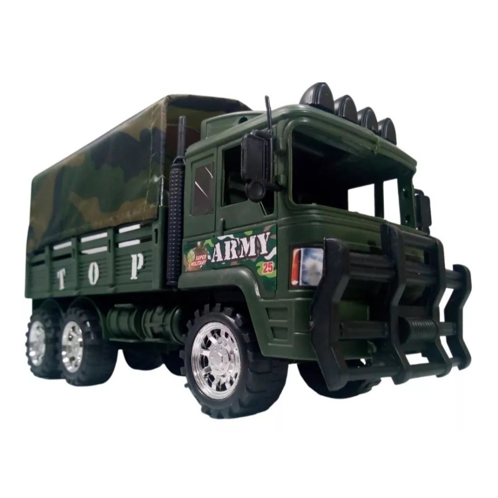 CAMINHÃO MILITAR GRANDE CAMUFLADO BRINQUEDO CARRO A FRICÇÃO GUERRA BLINDADO EXÉRCITO CÓD. 09