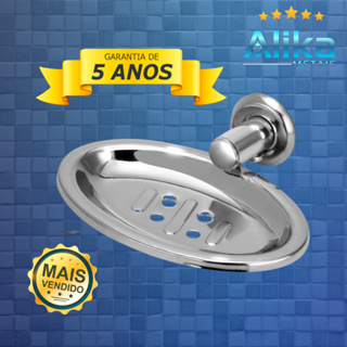 saboneteira stander porta sabonete parede aço inox aluminio em Oferta na Shopee