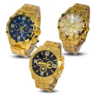 KIT 03 Relógios Masculino Dourado Luxo Revenda Qualidade Pemium KIT 3 Relógios Masculino Dourado 18K em Oferta na Shopee