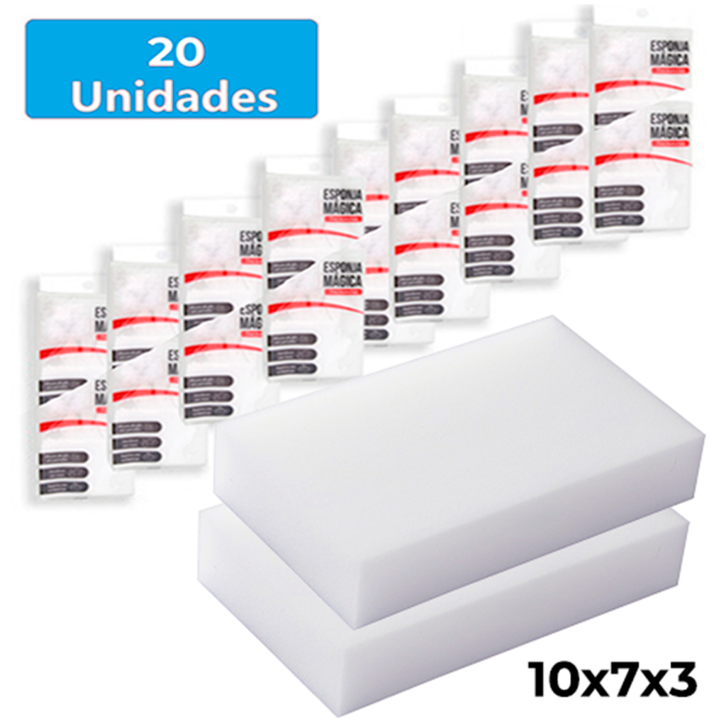 Valor atual: Kit 10 Esponjas Mágicas Melamina 10x7x3 Grande Branca Bucha Buchinha Limpa Pa...