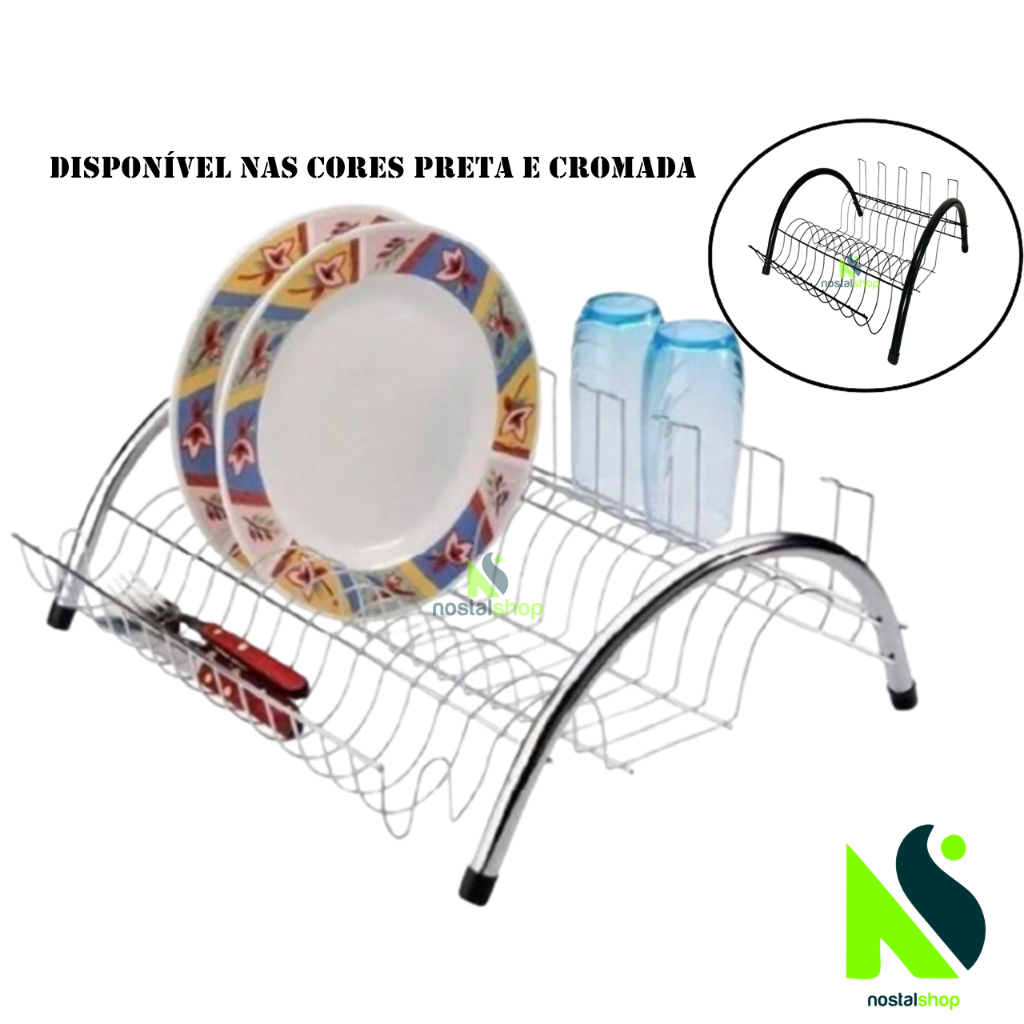 Escorredor de Louça Inox Cromado Escorredor de pratos Talheres Copos Cozinha Utensilios