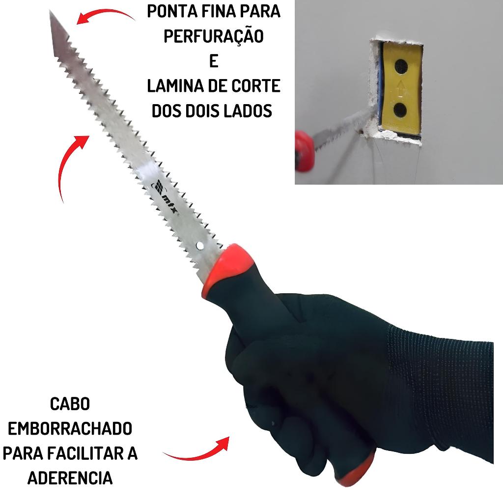 Serra Para Gesso Drywall Ponta Fina Serrote Duplo Corte Profissional