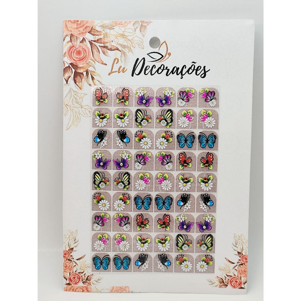 ADESIVOS PARA UNHAS CARTELÃO COM 54 UNIDADES REF:11 em Oferta na Shopee