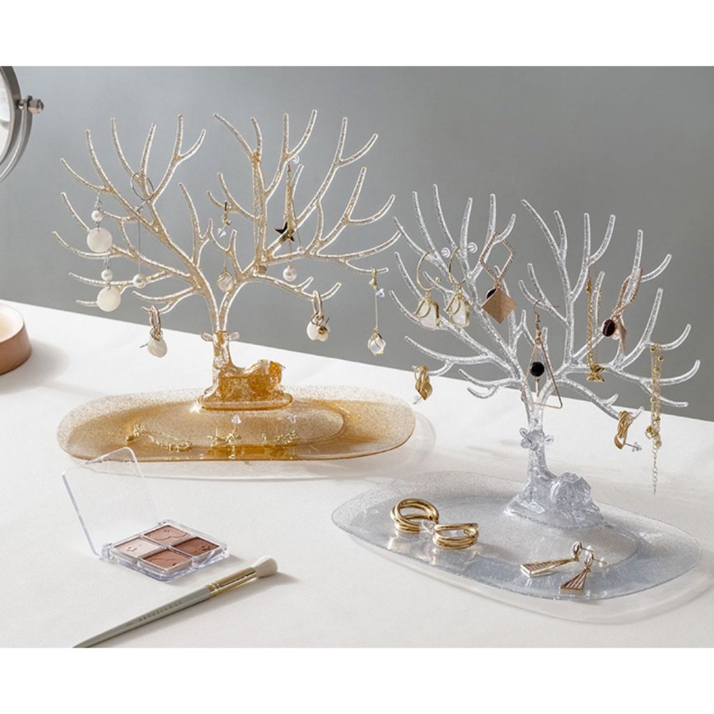 Organizador Porta Jóia Arvore de Alce Bijuteria Porta Suporte Plástico Brincos Exibição