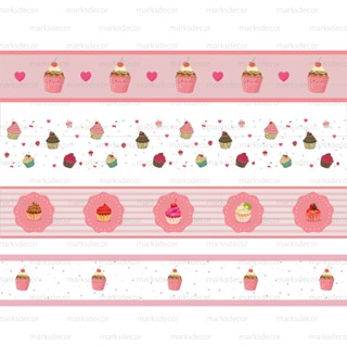 Faixa, Adesivo de Parede Infantil Cupcake, Papel De Parede Infantil Decoração Para Quarto Menina em Oferta na Shopee