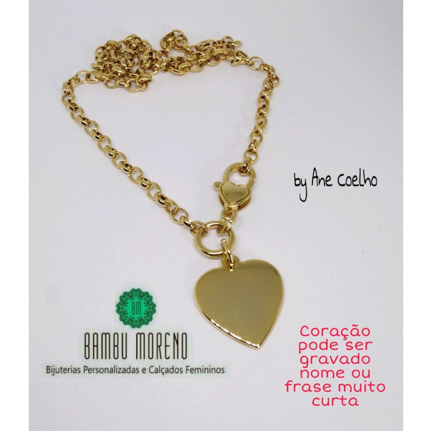 Colar Pingente e Fecho Coração Dourado Bijuteria fina, Bijuteria luxo, Bijuteria, Bijoux, Acessório Feminino