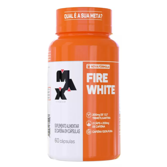 Termogênico Cafeína Fire White 60 Cáps Max Titanium 200mg