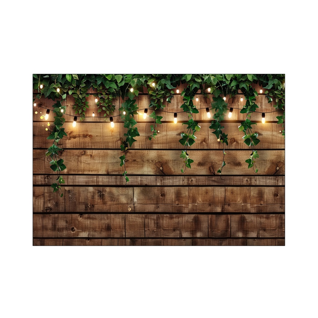 Fundo Fotográfico - Efeito Madeira com Folhagens Iluminadas 059