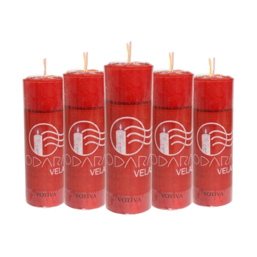 kIt 6 Velas 7 Dias Vermelha 260g - (Votiva) 100% parafina