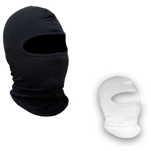 Touca Ninja Preta/Branca Balaclava Algodão Frio Resistente Proteção UV50 Envio Rápido