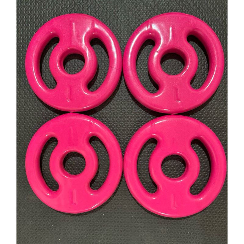 Kit 2 pares de Anilha emborrachada rosa 1kg cada (4kg total)