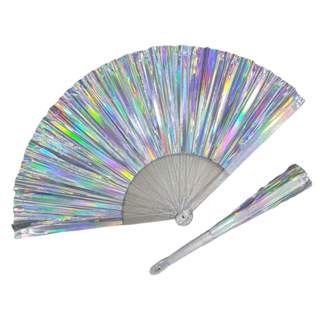 Leque Grande Brilho Holográfico Raves Baladas Festivais Show Carnaval Decoração em Oferta na Shopee