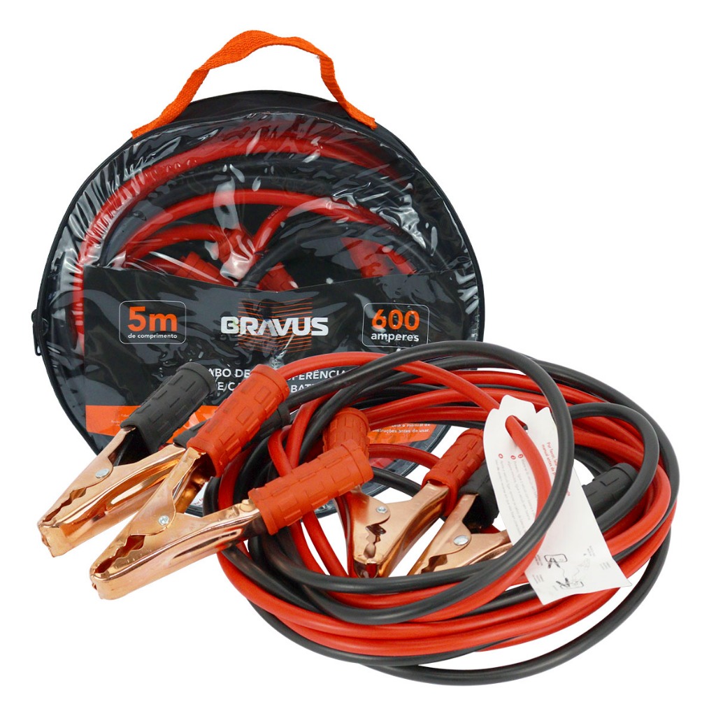 Cabo Carga Bateria Chupeta Transferência Caminhao 5m 600a Super Reforçado Carro Moto Com Bolsa - Spare Parts and Accessories for Vehicles