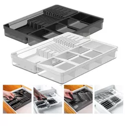 Organizador de Gaveta Porta Talheres Faqueiro Garfo Colher e Facas Clear <OU> Martiplast 37,5 x 30cm