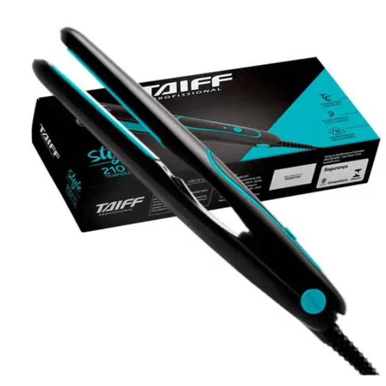 Prancha Chapa Chapinha de Cabelo Taiff Style Preto Black Tecnologia Cerâmica 210ºC Temperatura Bivolt Automático 127V / 220V Alisa e Modela