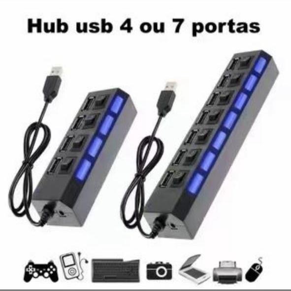 Hub Régua Usb 2.0 4 Ou 7 Portas Pc Hd Externo Pendrive em Oferta na Shopee