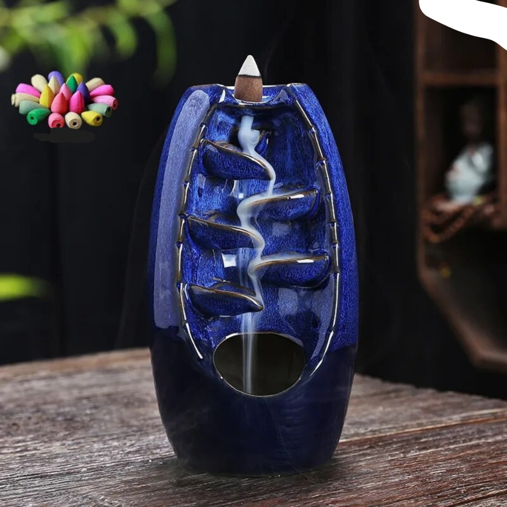 Imagem Porta Incenso Cone Pequeno Efeito Cascata Fumaça Invertida