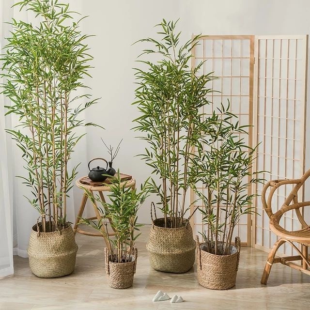Haste Bambu Da Sorte Artificial Grande Arranjo Verde 1M