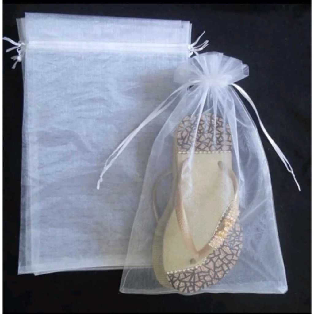 Saco Organza Branco 20x30 C/10 Unidades Para Chinelo Etc Maternidade