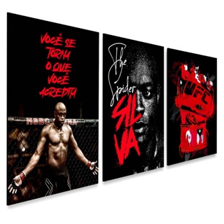Conjunto de 3 Quadros Decorativos MMA Anderson  Silva The Spider em Oferta na Shopee