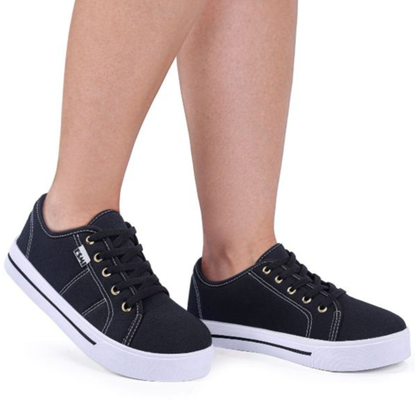 Tênis Feminino Casual Costuras Laterais Leve Confortável Tecido Lona academia original baixo em Oferta na Shopee