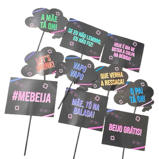 Kit Festas com 50 Plaquinhas divertidas para Balada Festas
