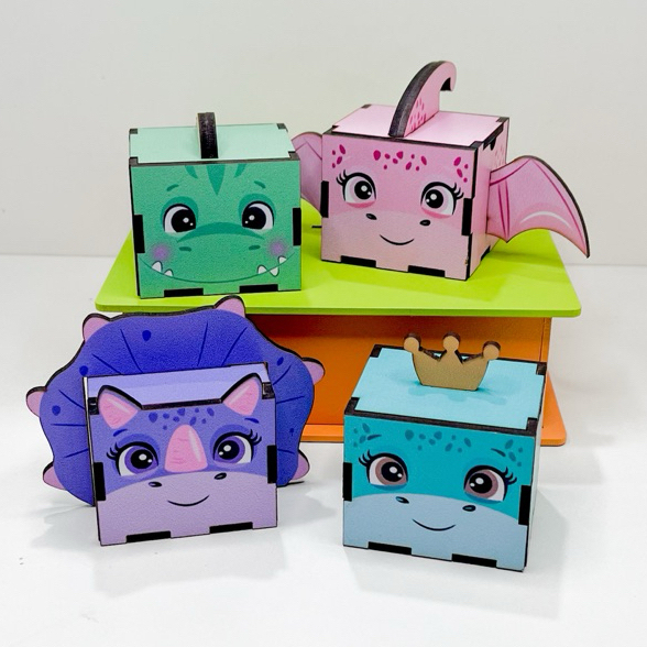 5/10/15/20PCS Mini Cubos Dino Baby em MDF