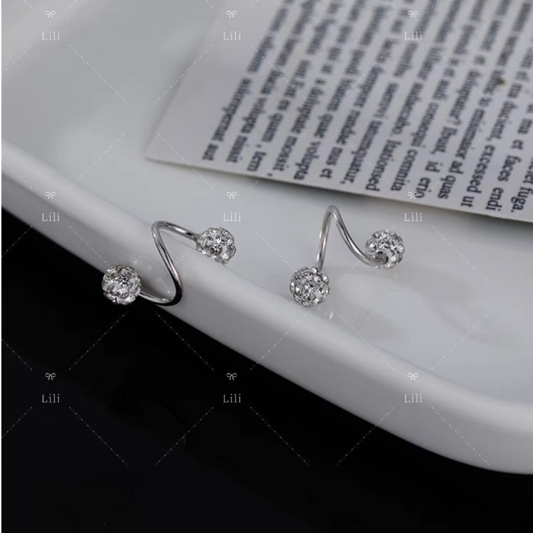 Kit 2 Piercing Twister Prata Aço 8mm com Bolinha de fogo Mi Strass cristal em Oferta na Shopee