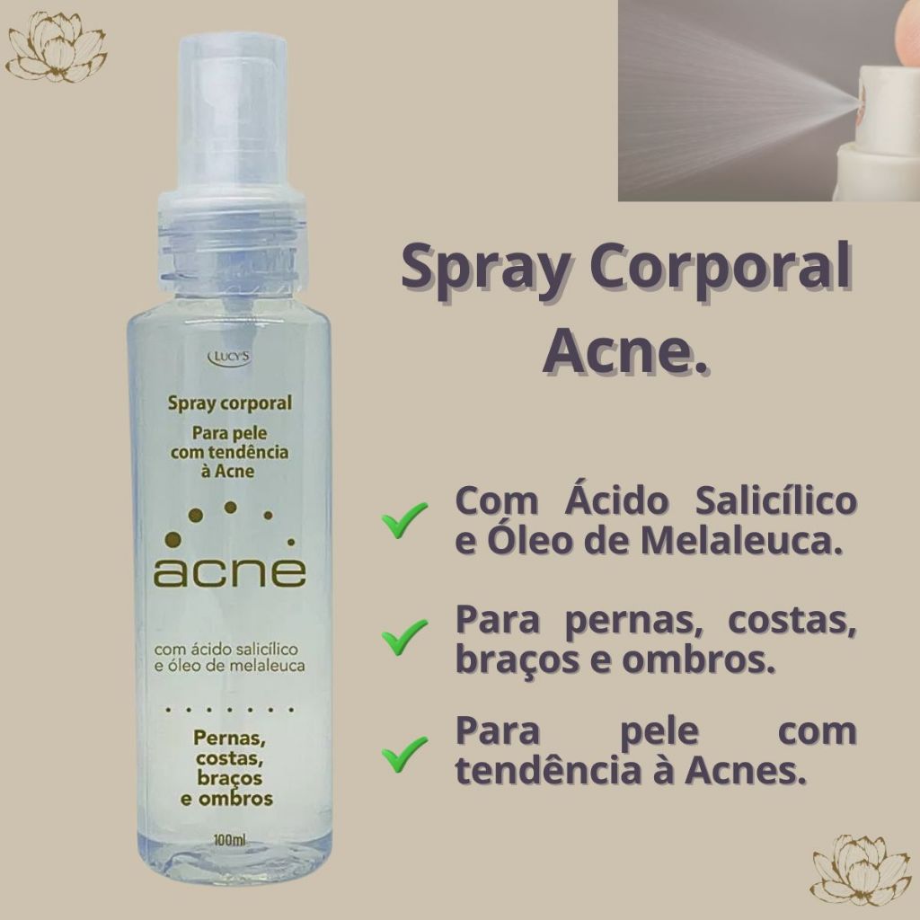 Spray Acne Corporal Spray para Pele com Tendência a Acne Ácido Salicílico e Óleo de Melaleuca 100ml