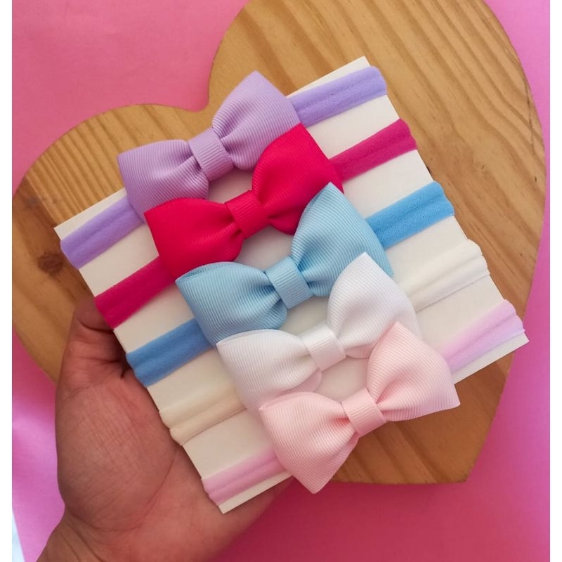 Kit 5 faixas para bebê lacinhos laços tiara infantil maternidade rn acessórios de cabelo em Oferta na Shopee
