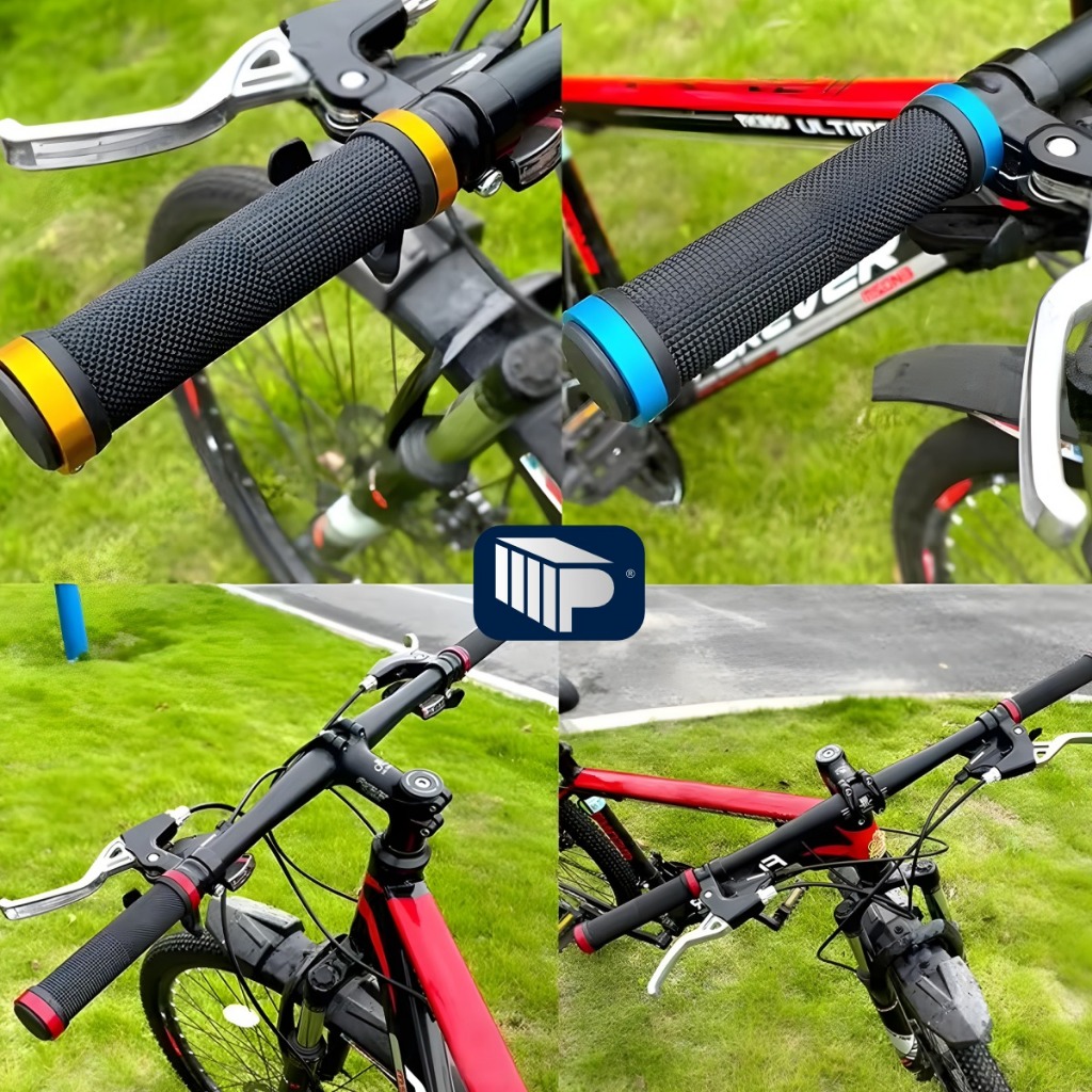 Par de Manopla de Borracha Esportiva para Bike - Punho com Trava de Alumínio Universal luvinha de bike Acessórios Bike