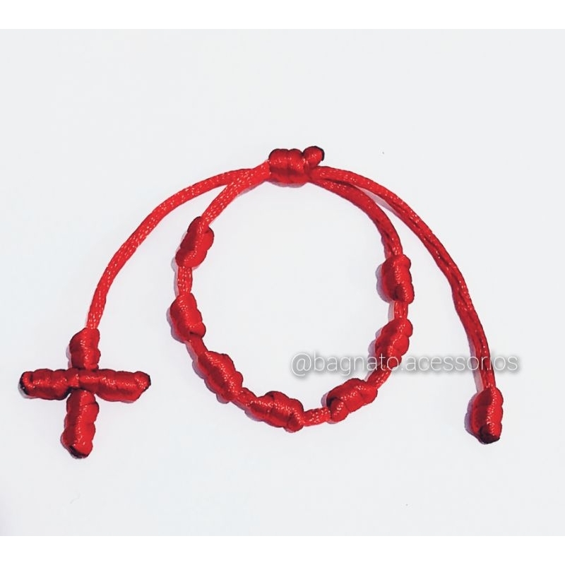 Pulseira 7 nós com crucifixo artesanal - Adulto