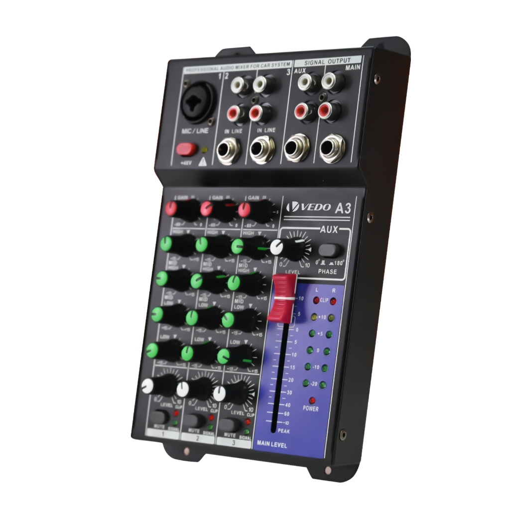 VEDO Professional 3-Channel Portable Sound Mixer Console Computer Input 48v Power Model Number Certification Origin em Oferta na Shopee