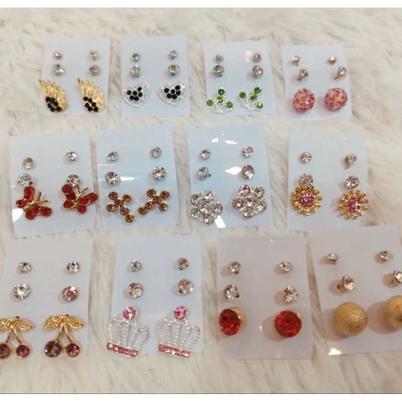 Brincos Bijuteria 15 PARES Kit 5 CARTELAS 3 Pares cada